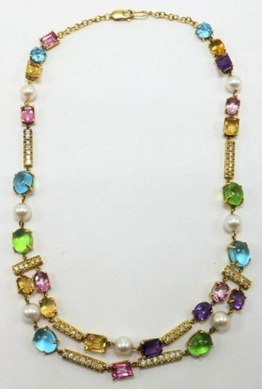 18Kt Multi-Gemstone & Diamond Necklace