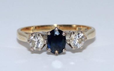 18ct Gold 0.3ct Diamond and 0.3ct Sapphire Ring Metal:...