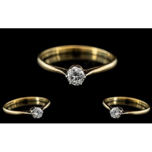 18ct Gold and Platinum Single Stone Diamond Set Ring, Marks ...
