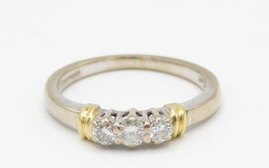 18ct gold round brilliant cut diamond three stone ring, Spon...