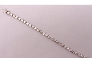 18ct white gold and diamond line bracelet, approx 9 carats o...