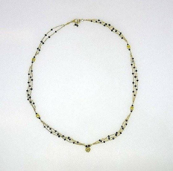 18k YELLOW GOLD CHAIN NECKLACE WITH BLACK 6c DIAMONDS