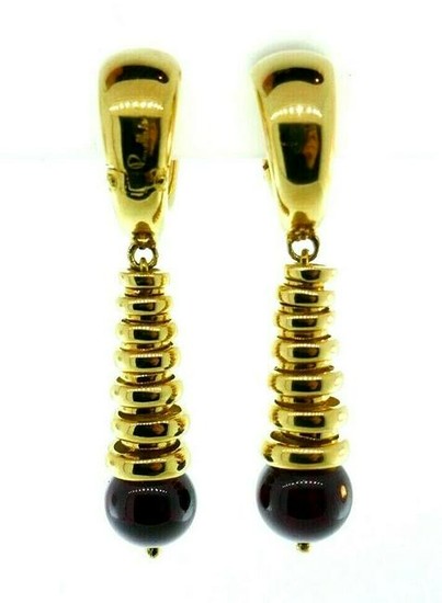 18k Yellow Gold Garnet Pomellato Dangling Earrings