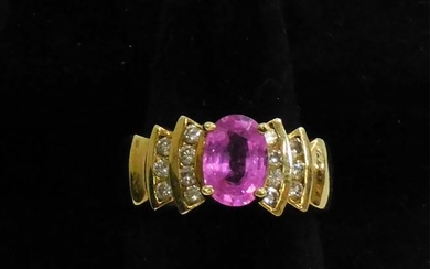 18kt diamond and pink sapphire lady's ring, size