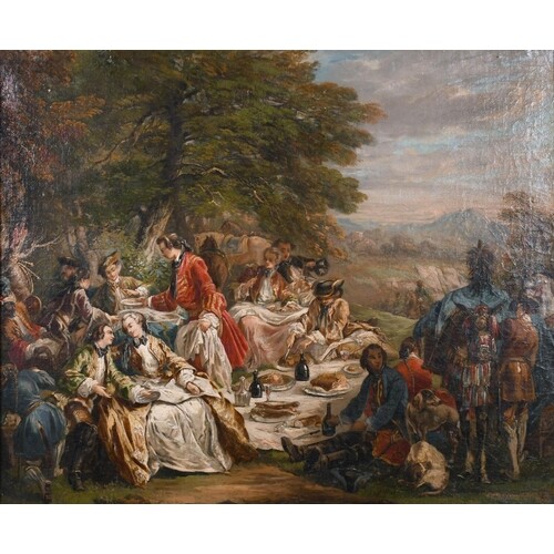 18th Century French School. Figures at a Garden Banquet, Oil...