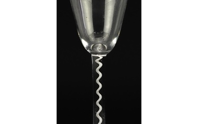 18th century wine glass with opaque twist stem, 18cm high