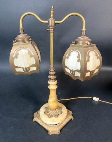 1920s Slag Glass Table Lamp
