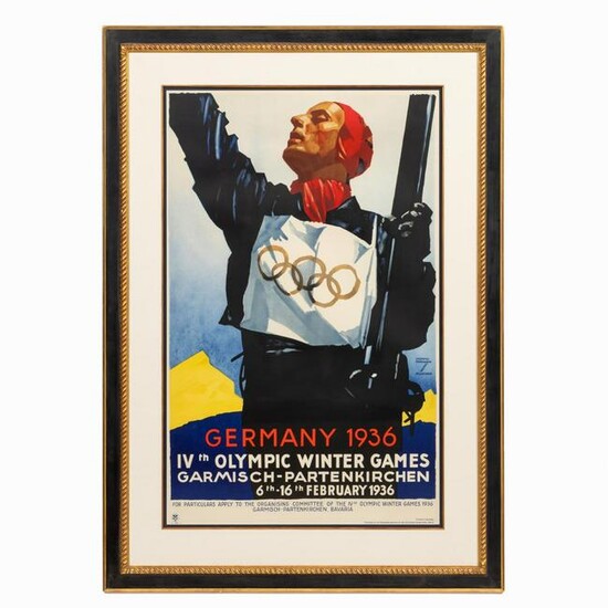 1936 WINTER OLYMPICS POSTER, GERMANY, FRAMED