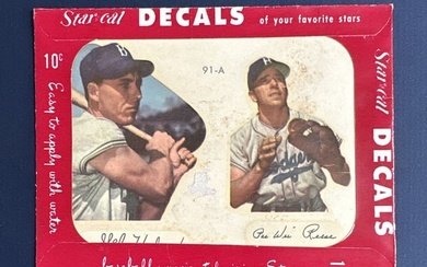 1952 Gil Hodges & Pee Wee Reese Star Cal Decal Brooklyn Dodgers card hof rare