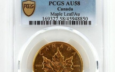 1985 CANADIAN MAPLE LEAF 1 OZ GOLD COIN PCGS AU