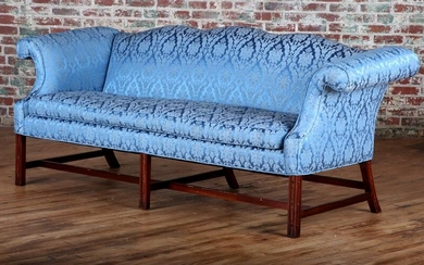 19TH C. CHIPPENDALE STYLE SOFA CARVED MAHOGANY