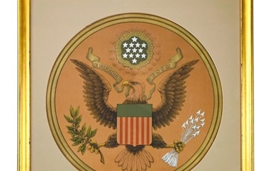 19th C Color Engraving of Great Seal of the U.S.