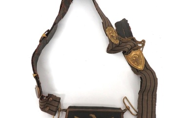 19th Century American Pouch And Shoulder Strap black leather...