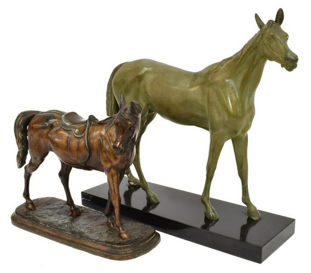 (2) FRENCH CAST METAL HORSE FIGURES