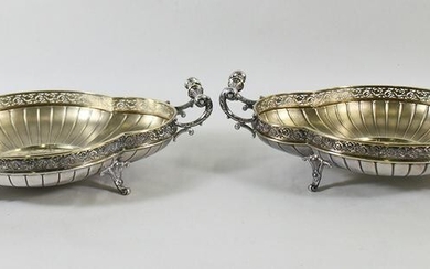 (2) GERMAN 800 SILVER FOOTED CENTERPIECE BOWLS