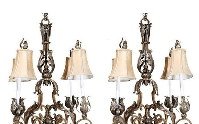 2 Large French Wrought Iron Louis XV Style Chandeliers