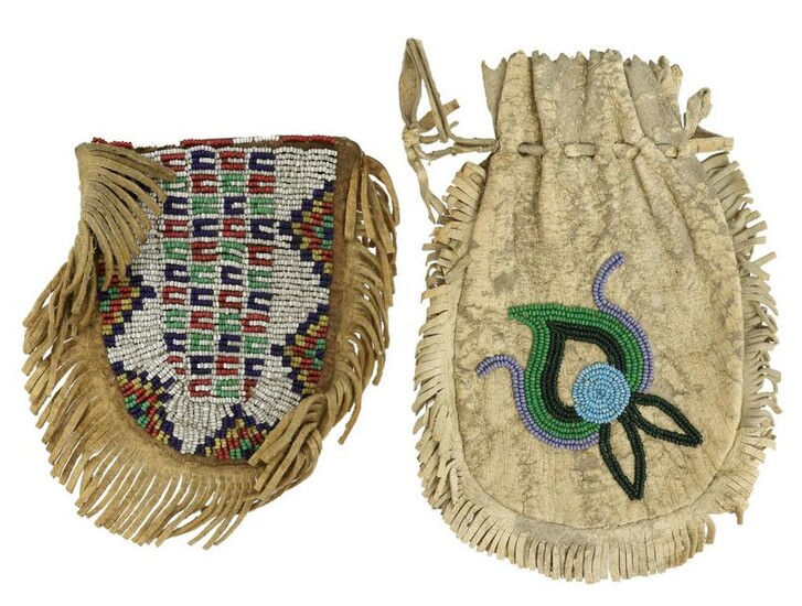 (2) NATIVE AMERICAN SIOUX & EASTERN BEAD POUCH