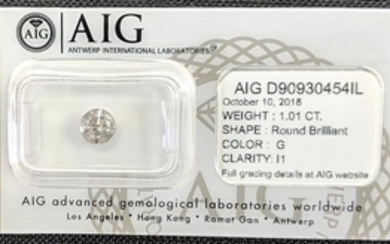 1.01 ct - Natural White Diamond - G Color - I1 - VG/VG/VG - NO RESERVE!