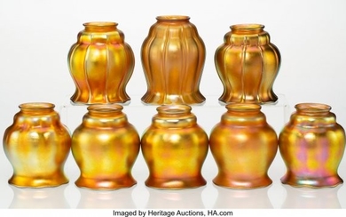 23031: Eight Steuben Gold Aurene Glass Lamp Shades, cir