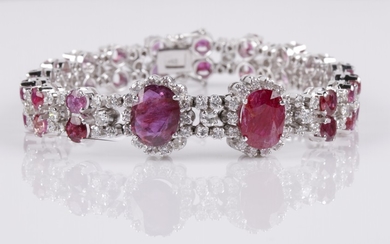 Brillant Diamant Rubinarmband, Brillanten zus. ca. 2,50 ct