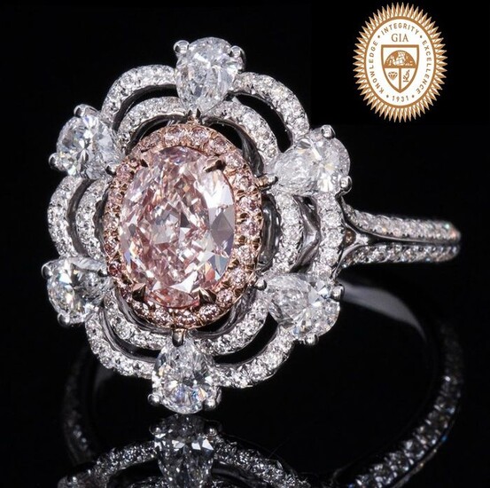 2.45ct GIA Natural Light Pink Ring - 18 kt. Gold - Ring Diamond - Diamonds