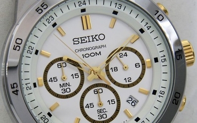 Seiko - Chronograph "White-Gold Tone" 100M- "NO RESERVE PRICE" - Men - 2011-present