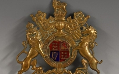 A 19th century enamelled armorial plaque, the Royal