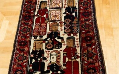 Antique Hand Woven Pictorial Rug