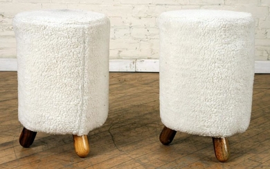 PAIR UPHOLSTERED FOOT STOOLS MANNER JEAN ROYER