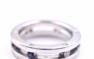 14k White Gold Diamond and Sapphire Ring