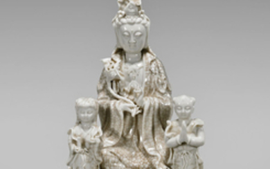 19TH CENTURY CRACKLE-GLAZED GUANYIN GROUP