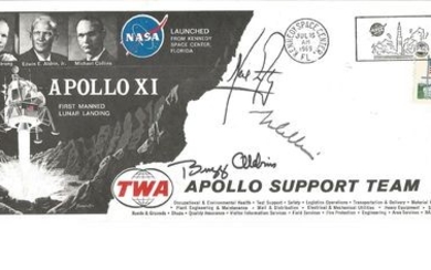 Apollo XI 1969 TWA Support FDC signed Neil Armstrong, Buzz Aldrin & Michael Collins. Good Condition. All signed pieces come...