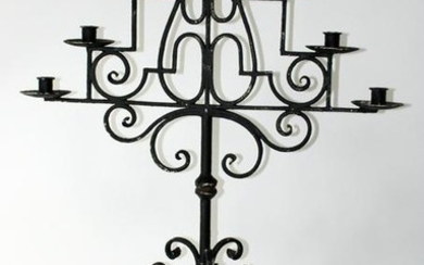 7 arm painted wrought iron altar candelabra