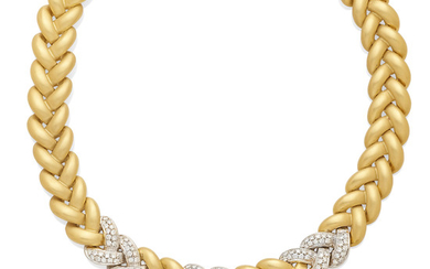 A braided link pavé diamond necklace