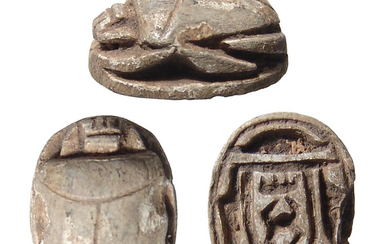 An Egyptian steatite scarab, Late Period