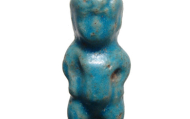An Egyptian turquoise glazed amulet of Pataikos