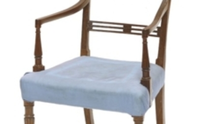 A George III mahogany bar back elbow chair