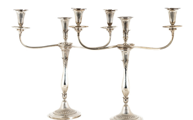 Pair of George III Three Light Candelabras by John Green & Co.