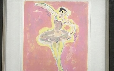 Hans Voigt Steffensen: “Ballerina”. Signed H. Voigt Steffensen 87. No. 61/125. Lithograph in colours. 125×61 cm.