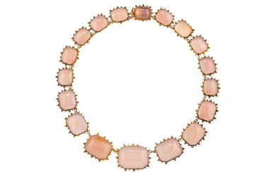 A late 19th century rose-quartz necklace Composed of...