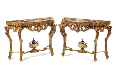 A Pair of Louis XV Style Porcelain Mounted Gilt Bronze