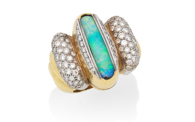 An opal and diamond ring,, by Grima, 1995