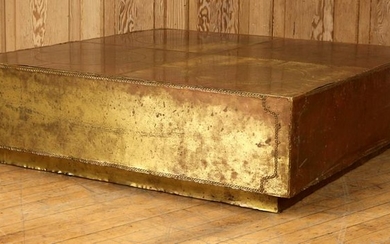 PATINATED BRASS PANEL MOUNTED COFFEE TABLE C.1965