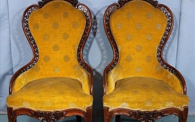 Pair Rosewood rococo parlor chairs