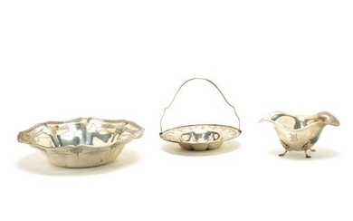 Sterling Silver Bowl, Basket, and Dish.
