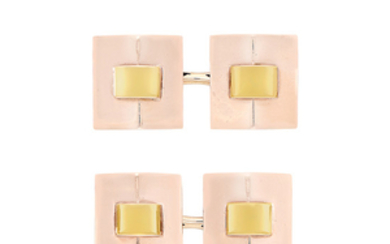 Pair of Two-Color Gold Cufflinks, Cartier