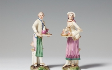 Two Ludwigsburg porcelain figures of a manser ...