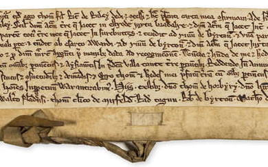 West Yorkshire.- Lepton.- Thomas son of Richard of Ruley [Rowley Hill, Lepton] confirms to Adam son of Robert de Ruley two acres of land in Ruley, witnesses: Sir Thomas de Horbyry, Thomas clerk of Mirfield [probably the scribe of this deed], [c. 1290].