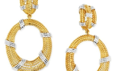 GOLD DROP EARRINGS each set with two gold hoops in rope