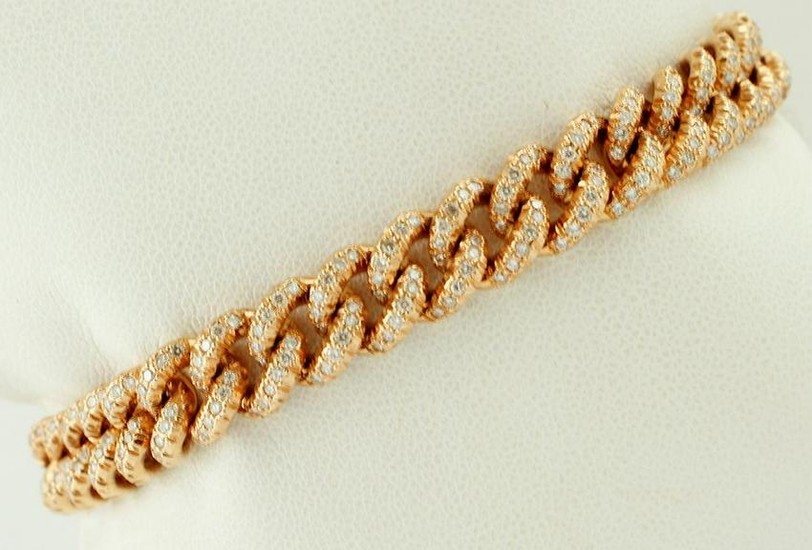 3.58ct Diamonds, 18k Rose Gold Chain Bracelet
